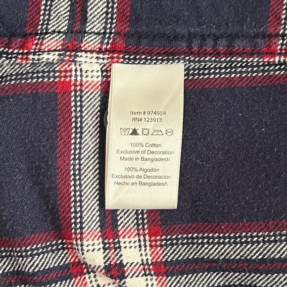 Jachs Flannel Button Up Shirt Size L Pockets Casual Heavy Plaid Blue Red Outdoor - Picture 7 of 11
